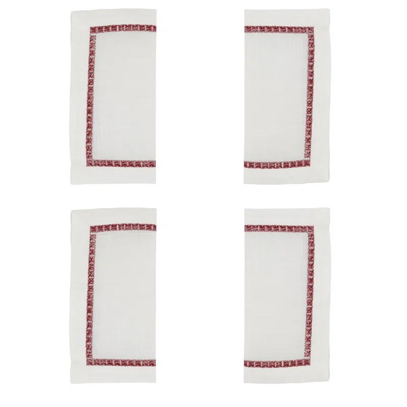 Saro Mayer Collection Polyester Embroidered Square Napkin (Set of 4)