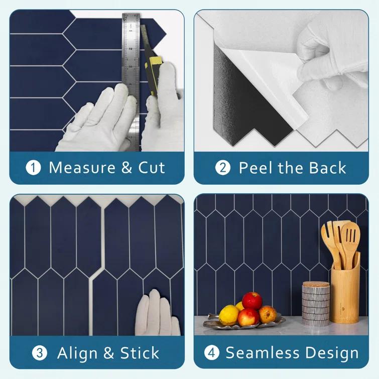 Sunwings 12" x 11.22" Picket Stone Composite Peel & Stick Mosaic Tile