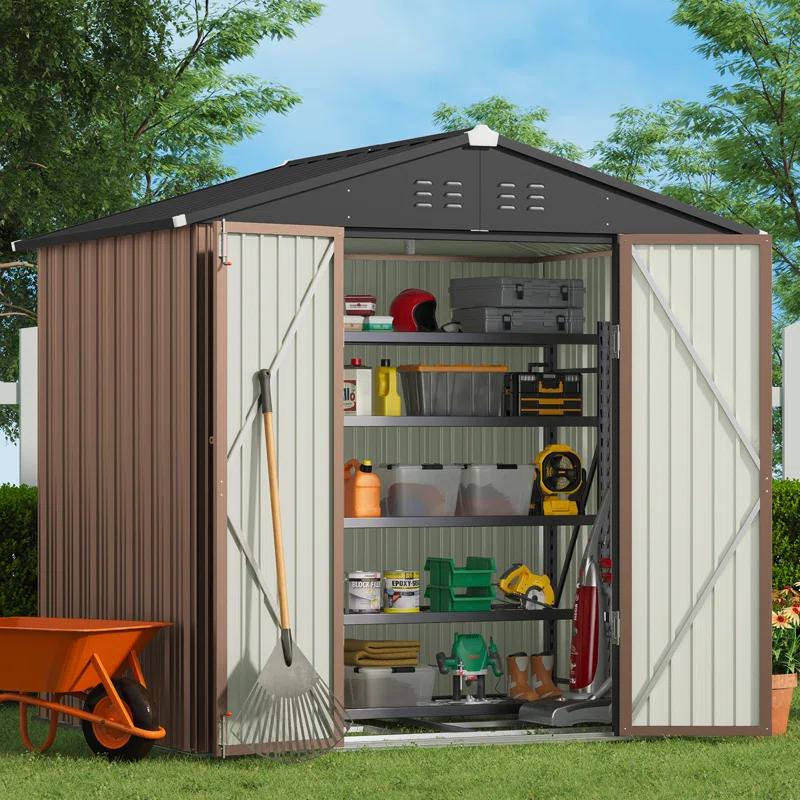 Devoko 8 ft. W x 6 ft. D Metal Storage Shed