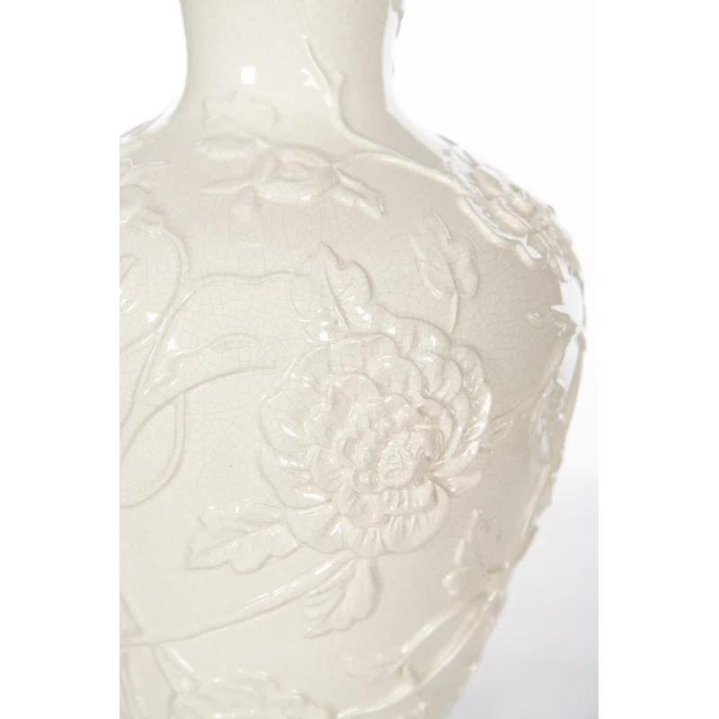 Bradburn Home Crysanthemum Blanc Ceramic Table Lamp