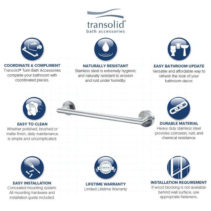 Transolid TTB18-BS Turin 17.75'' 1 Wall Towel Bar