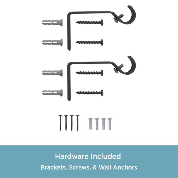 Kenney Berkley Ball End Curtain Rod & Holdback Set, 28-48" and 48-86" Adjustable Lengths, 5/8" Dia. Steel Tube