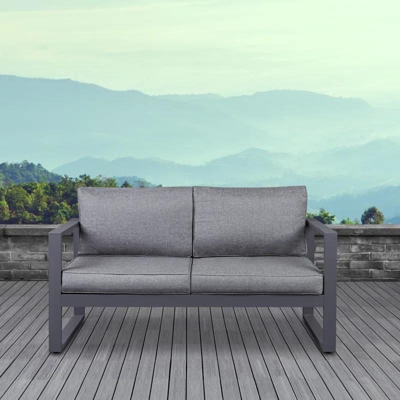 Real Flame BALTIC 55" Metal Outdoor Loveseat With Cushions by Real Flame