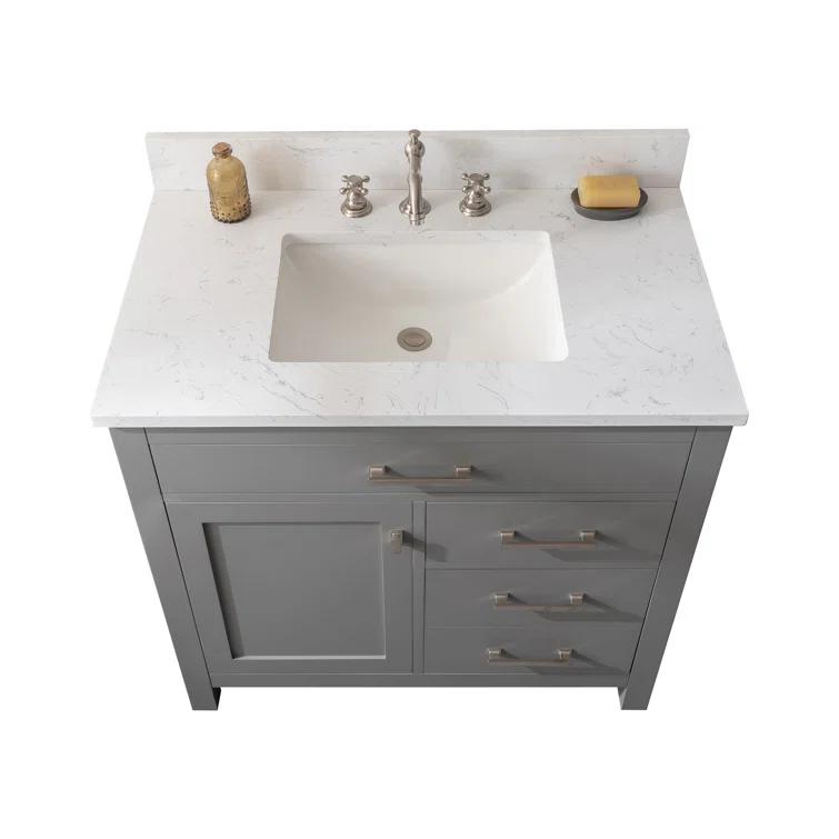 Atencio 36'' Single Bathroom Vanity with Engineered Stone Top
