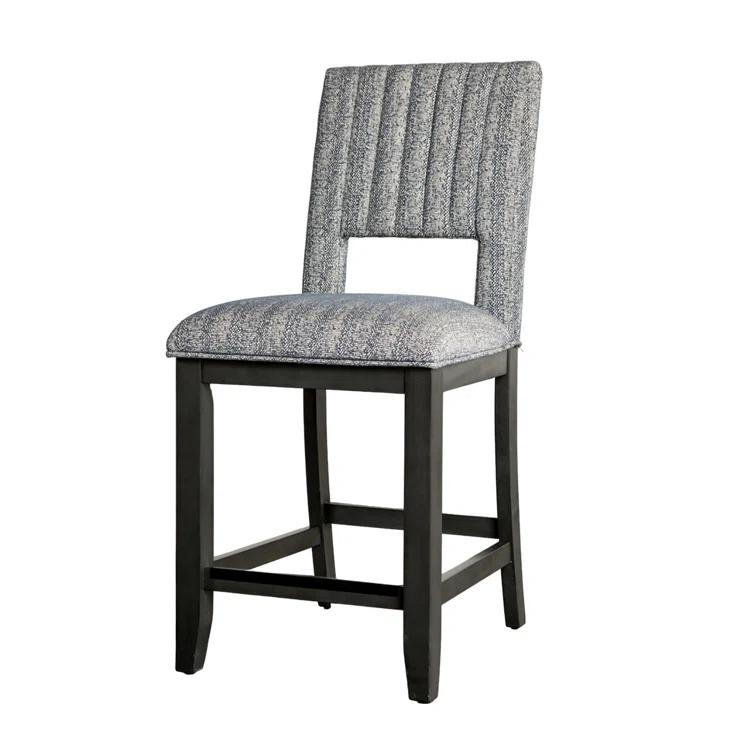 Benjara Manny Counter Height Chair Set Of 2, Bluish Gray Fabric Seat And Back (Set of 2)