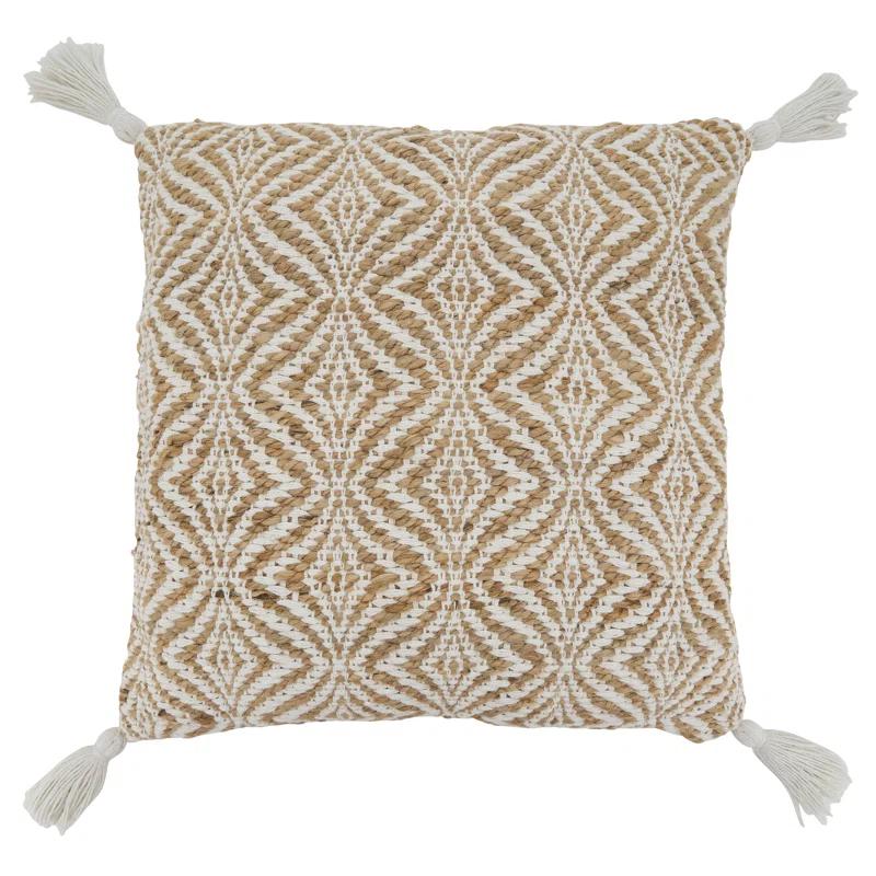 Aziza Tassels Cotton Blend Pillow Cover