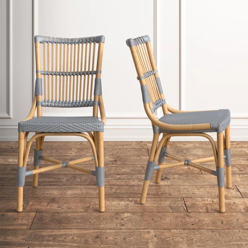 Kelly Clarkson Home Kaylee Slat Back Side Chair in Brown/Gray (Set of 2)