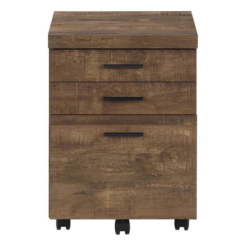 Millwood Pines File Cabinet, Rolling Mobile, Storage Drawers, Printer Stand, Office, Work, Brown Laminate, Contemporary, Modern