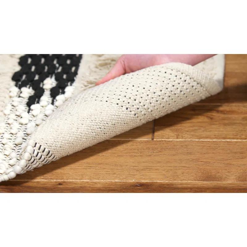 Gracie Oaks Jessen Natura Hand Woven Cotton Striped Rug