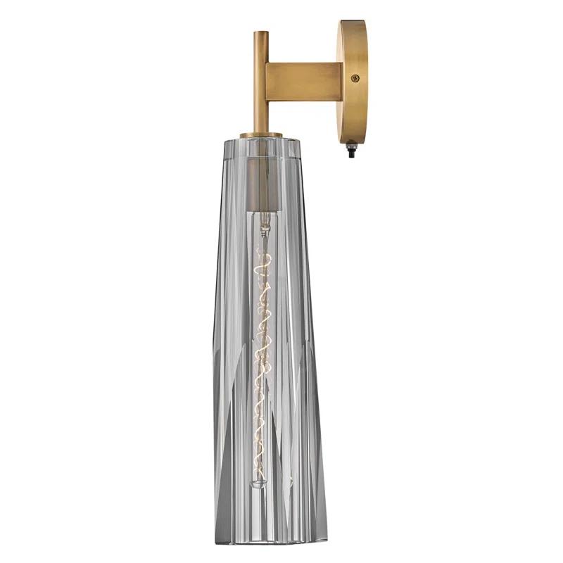 Cosette Single Light Wall Sconce w/ Thick Crystal-Cut Shade & On/Off Switch