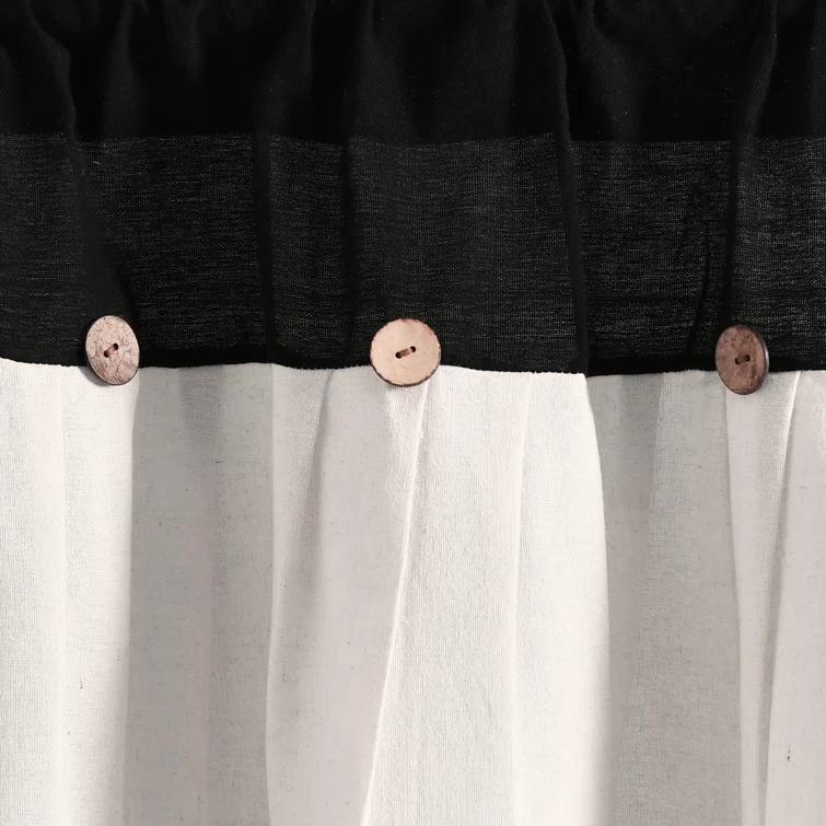 Lush Decor Linen Button Cotton Blend Tailored Window Valance