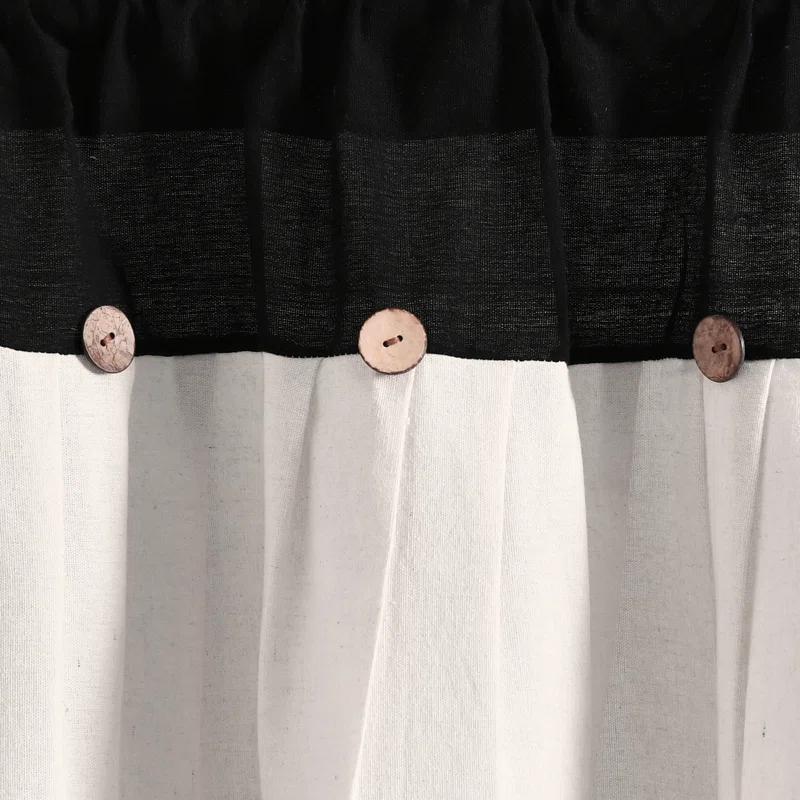 Lush Decor Linen Button Cotton Blend Tailored Window Valance