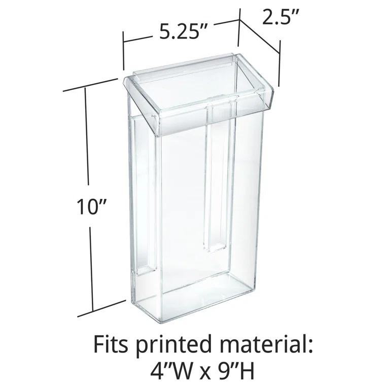 Azar Displays Outdoor Adhesive Wall Mount Trifold Brochure Holder w/ Clear Lid for 4"W x 9"H Literature, 2-Pack (Set of 2)