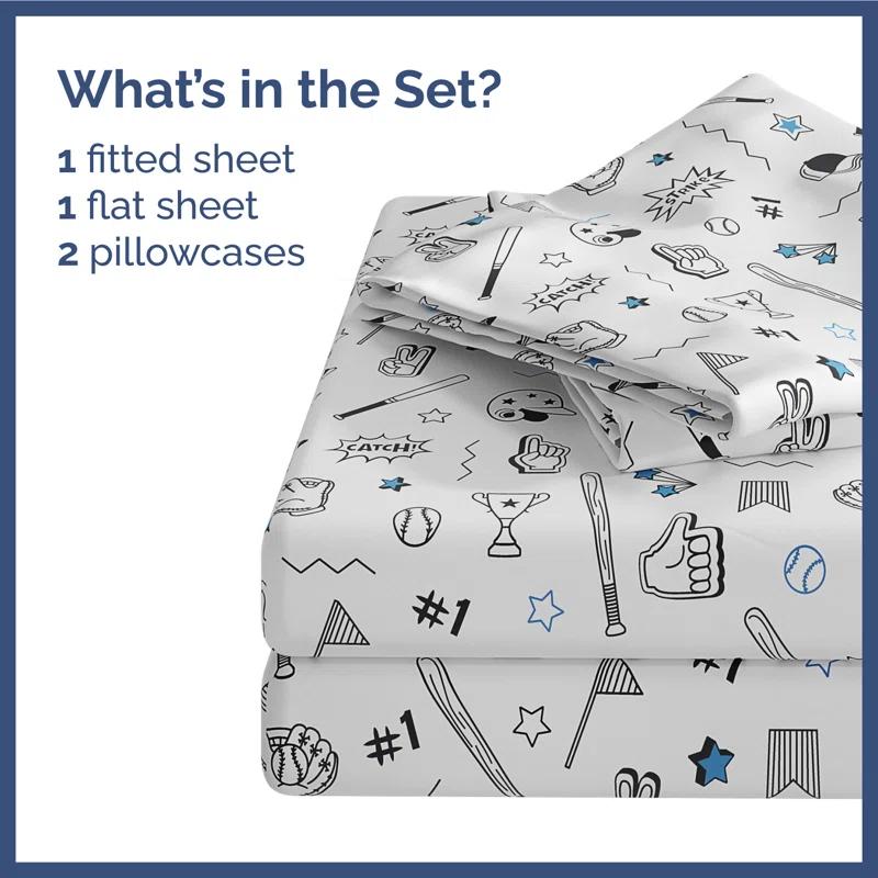 CGK Linens 4 Piece Kids Microfiber Sheet Set - Wrinkle Free - Cute, Cozy, Soft