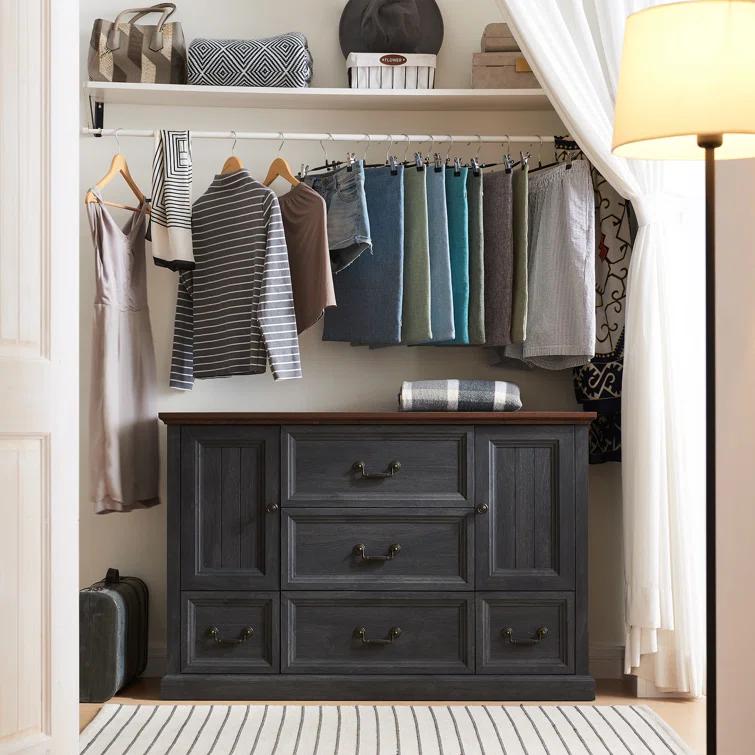 Wildon Home® Caeden 47.5" Wide Farmhouse Dresser for Bedroom, Wood Rustic Storage with 5 Drawer