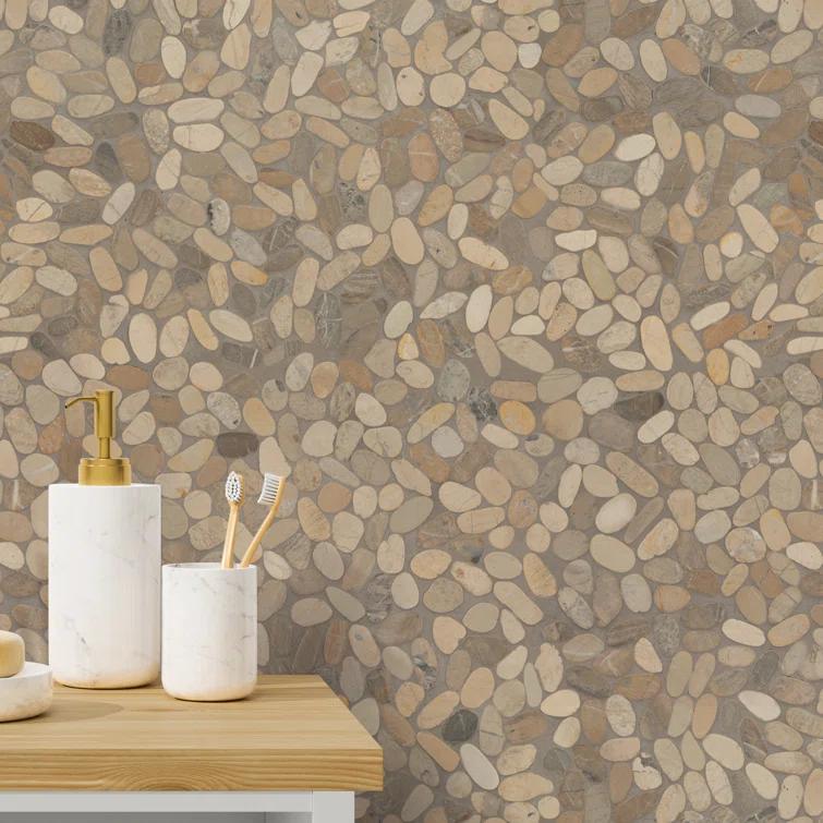 Ackland 12" x 12" Natural Stone Pebbles/Rocks Mosaic Floor & Wall Tile
