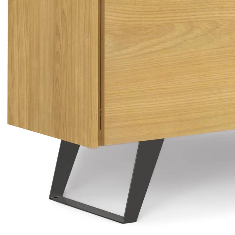 Simpli Home Lowry 60"W Solid Wood Modern Industrial 2-Door Sideboard Buffet with 3 Center Drawers