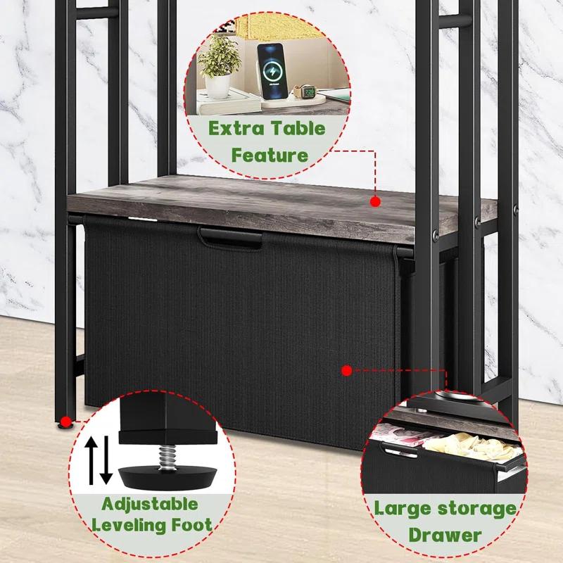 Freestanding Towel Rack With Drawers, SDXYSTCE 3 Tiers Standing Blanket Racks For Bedroom, 23.6" L X 11.8" W X 43.3" H, Blanket Holder With Shelf, Upgrade Steady Design,