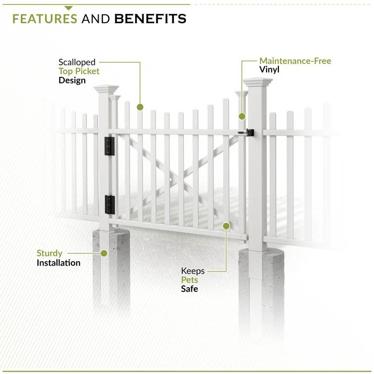 Zippity Outdoor Products 3.8ft H x 4.1ft W (1 Gate) Zippity Manchester Gate Kit, White Vinyl Picket Fence Gate Kit for Manchester Fence Panels, Gate for Backyard, Patio, Outdoor, & Garden Fence, ZP19019