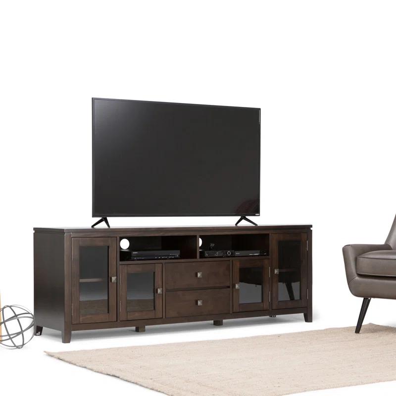 Simpli Home Cosmopolitan SOLID WOOD 72 inch Wide TV Media Stand For TVs up to 80 inches