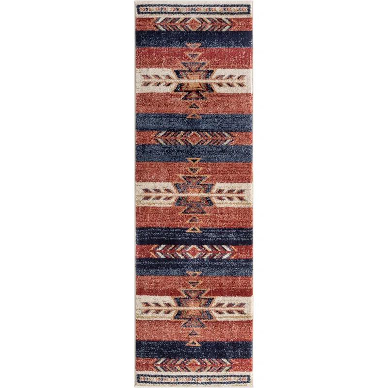 Union Rustic Crimson Southwestern Medallion Tribal Pattern Area Rug
