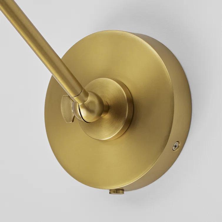 Midnight Elegance Dimmable Black and Brass Swing Arm Sconce