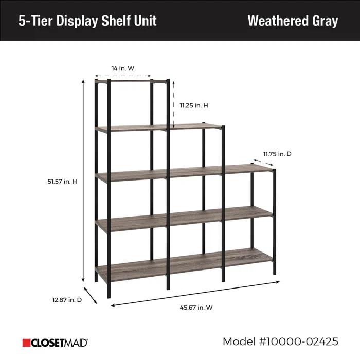 ClosetMaid 45.67'' W Steel Frame Step Bookcase