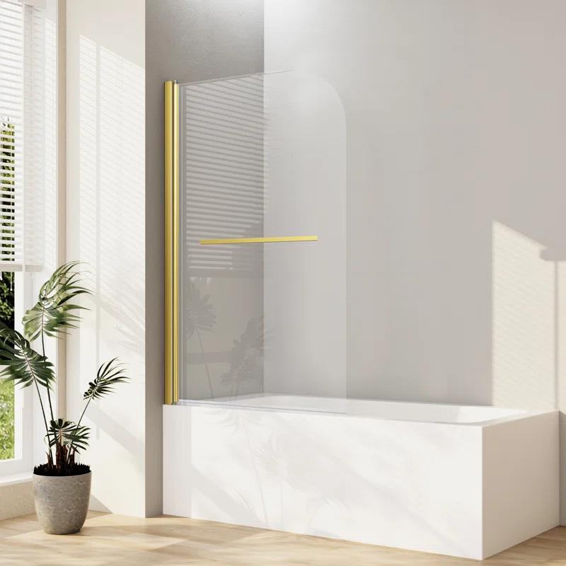 31"W x 55"H Frameless Folding Pivot Shower Tub Door Reversible Installation
