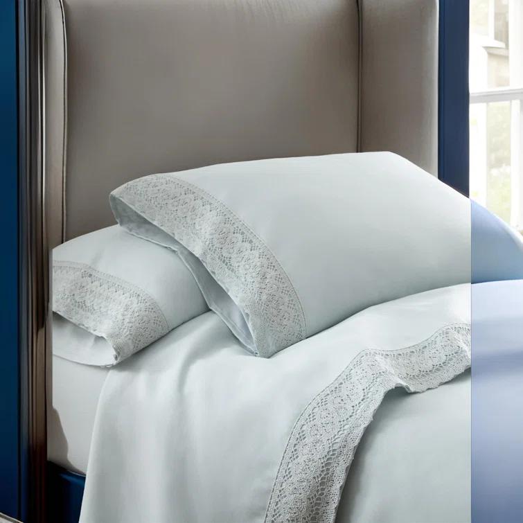 Modern Threads Modern Threads Yate Soft Microfiber Crochet Lace Sheets - Luxurious Microfiber Bed Sheets - Includes Flat Sheet, Fitted Sheet with Deep Pockets, & Pillowcases