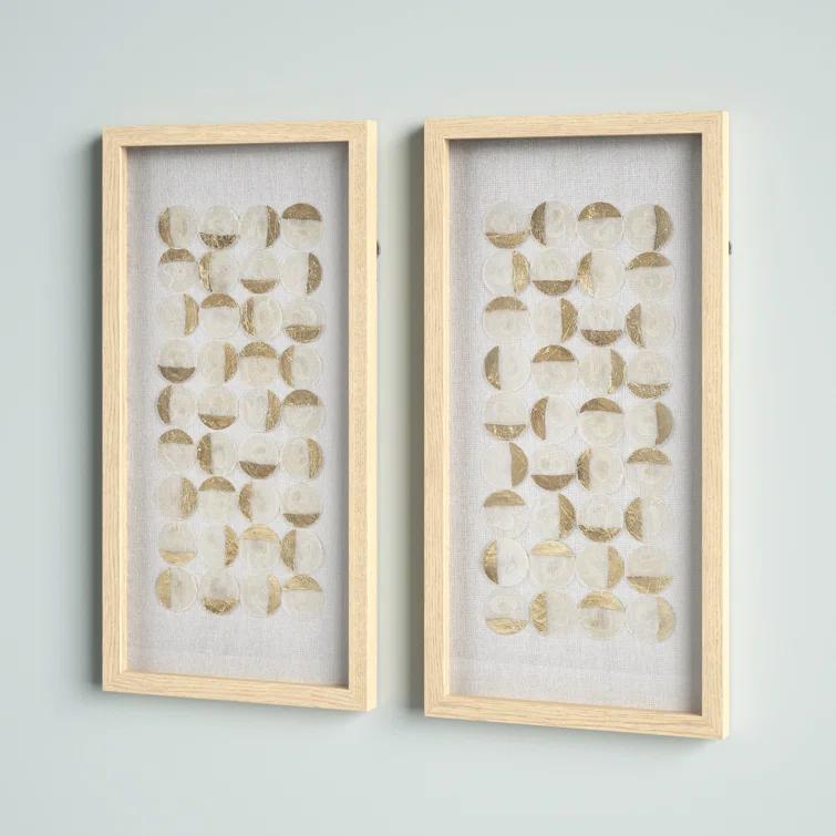 Mercury Row® Zeringue Emblem Natural Capiz with Gold Foil Shadowbox Wall Décor (Set of 2)