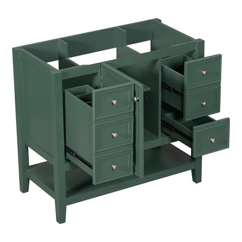 (Base Only) 36" Bathroom Vanity Without Sink, 1 Cabinet And Three Drawers