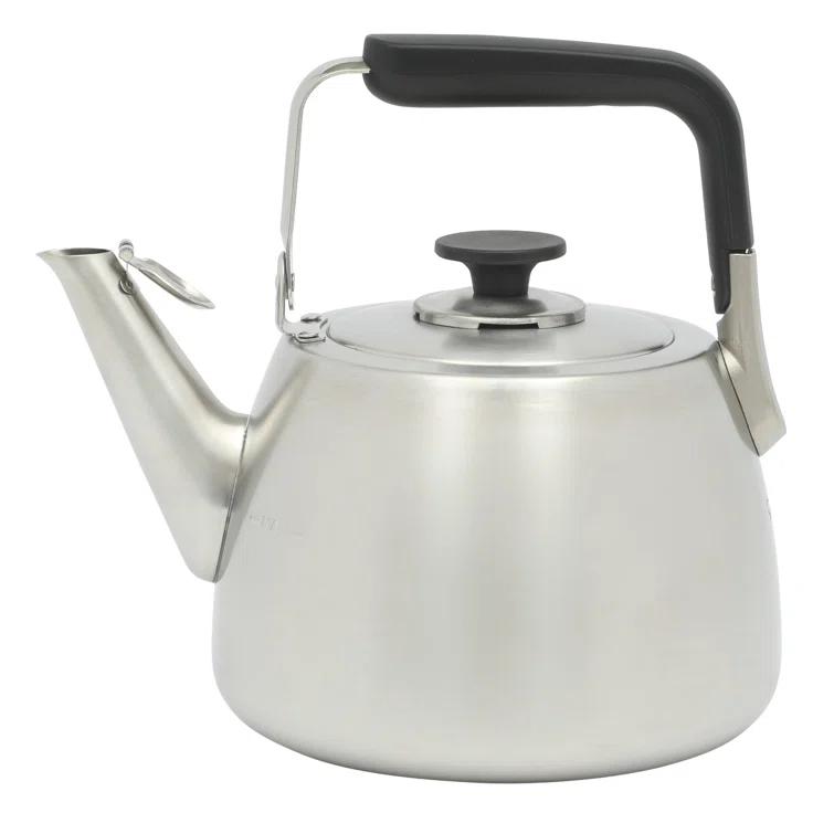 Sur La Table Kitchen Essentials Sur La Table Kitchen Essential Large 2 QT Heavy Gauge Brushed Stainless Steel Whistling Tea Kettle