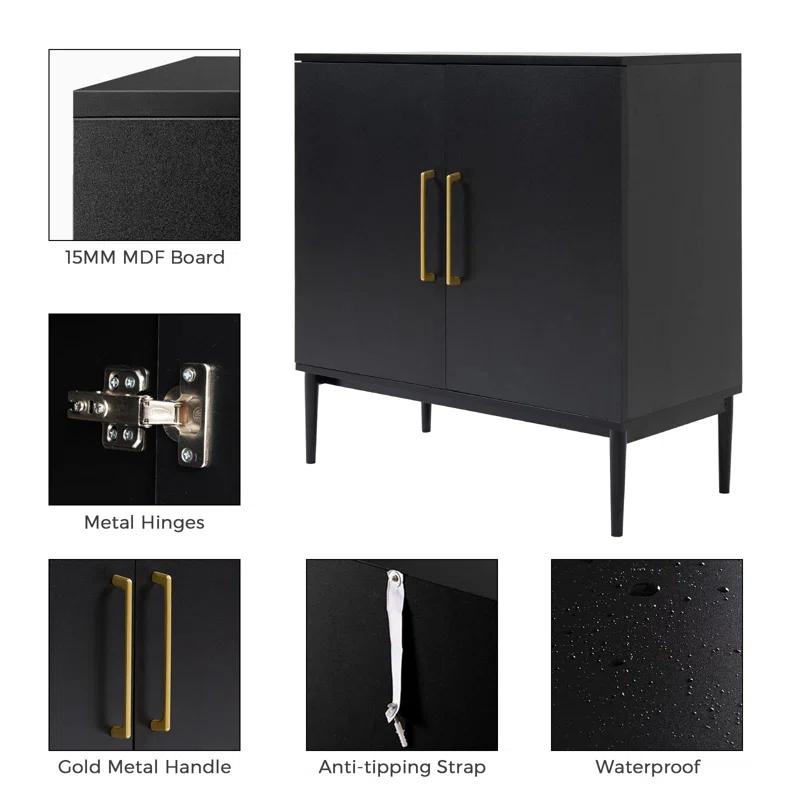 George Oliver Jonquavious Black Accent Cabinet, Freestanding Storage Cabinet, Modern Sideboard & Reviews | Wayfair