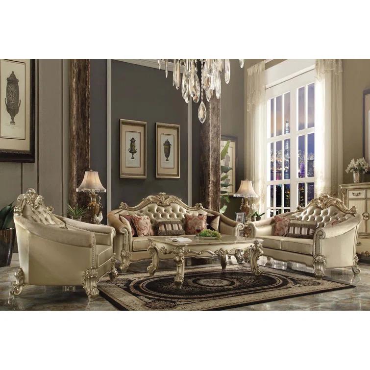 World Menagerie Cabildo Rolled Arm Sofa in Bone and Gold Patina