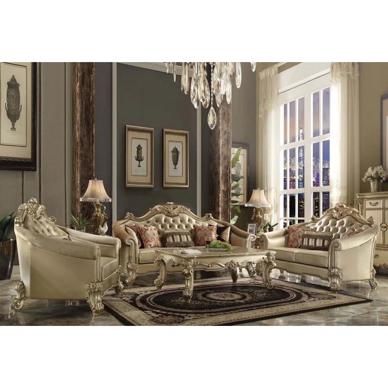 World Menagerie Cabildo Rolled Arm Sofa in Bone and Gold Patina