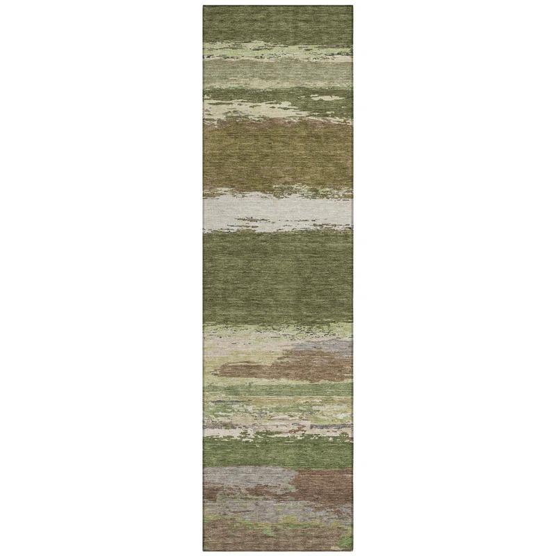 Machine Washable Indoor/Outdoor Chantille ACN1284 Olive Rug