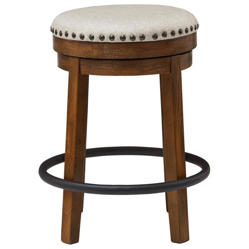 Gracie Oaks Marlar Swivel Upholstered Counter Stool with Solid Wood Frame