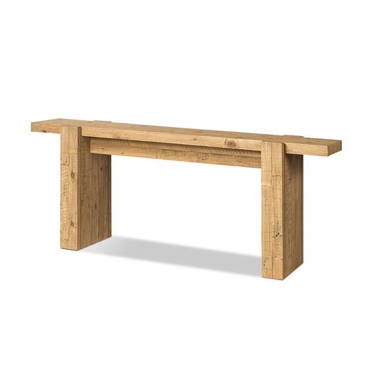 Light Blonde Pine Solid Wood Console Table with Storage