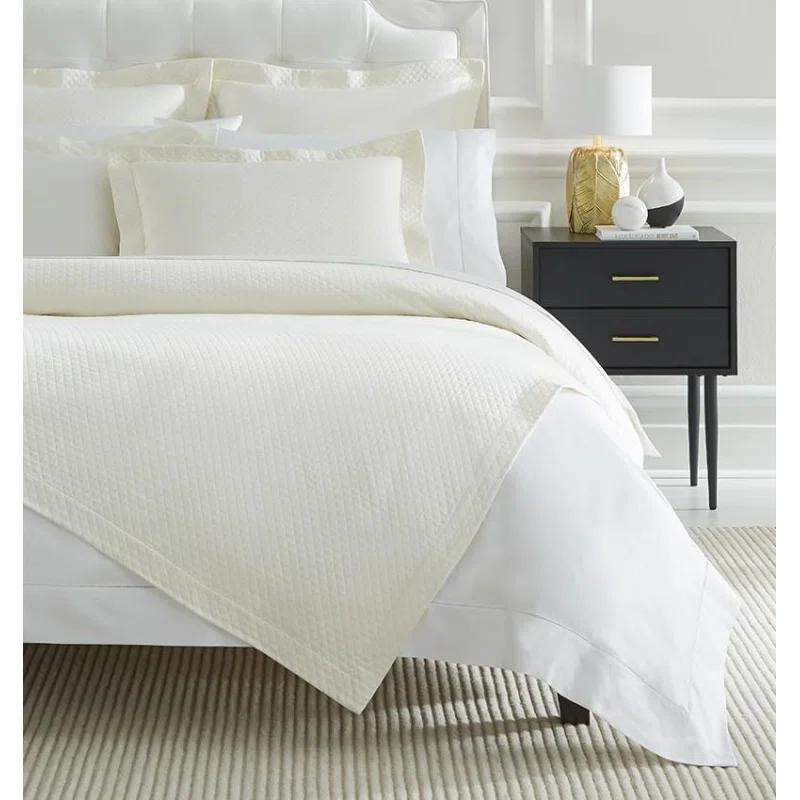 Ivory Twin Cotton Piqué Matelassé Blanket