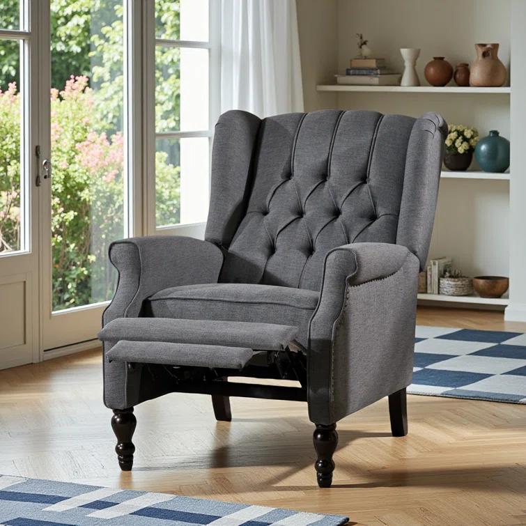 Willa Arlo™ Interiors Alta Traditional 28.5" Wide Manual Wingback Recliner Chair with Button-Tufted Diamond Stitching