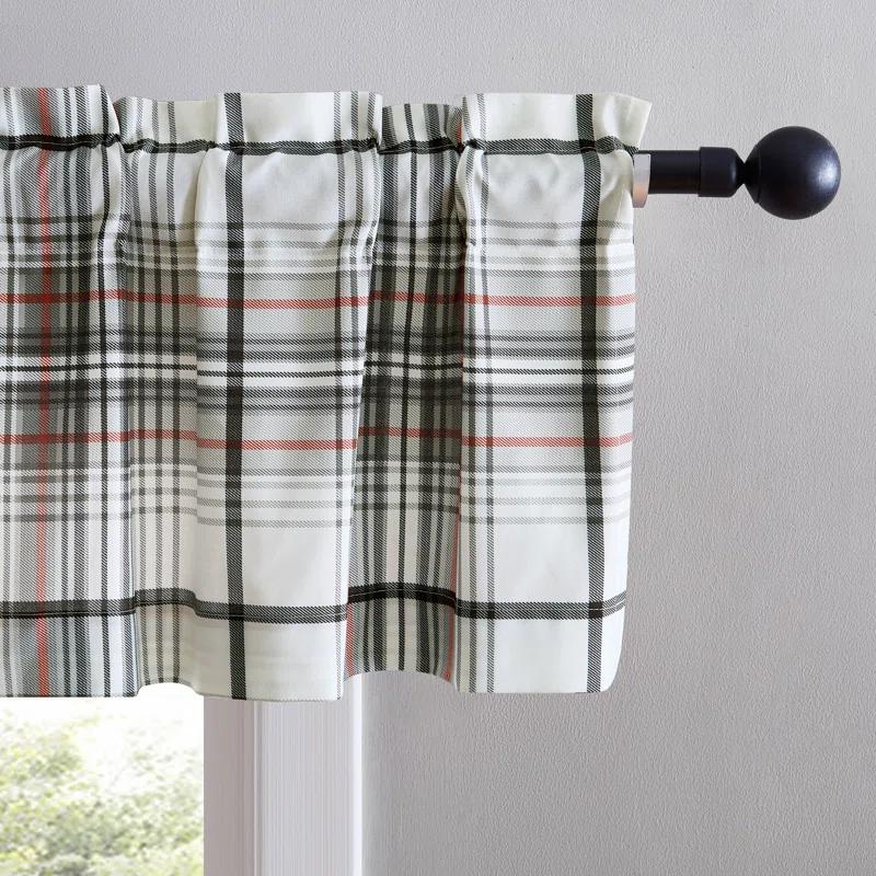 Eddie Bauer Eddie Bauer Alder Plaid Grey Pole Top Window Valance