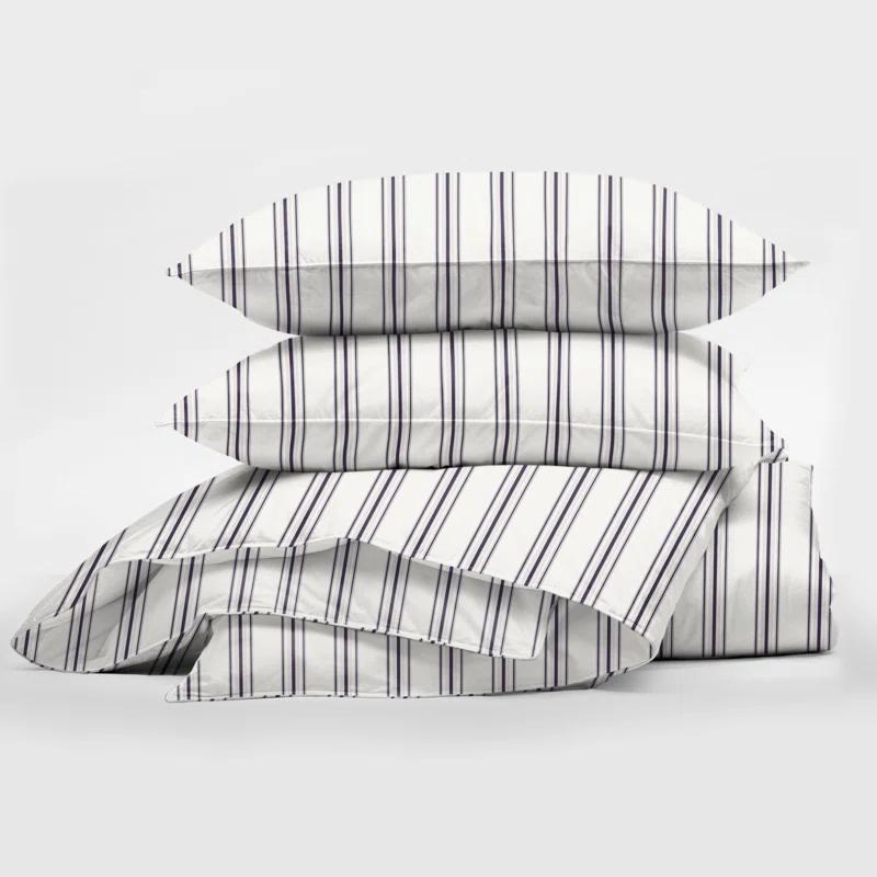 August Stripe Reversible Cotton Duvet Cover Set