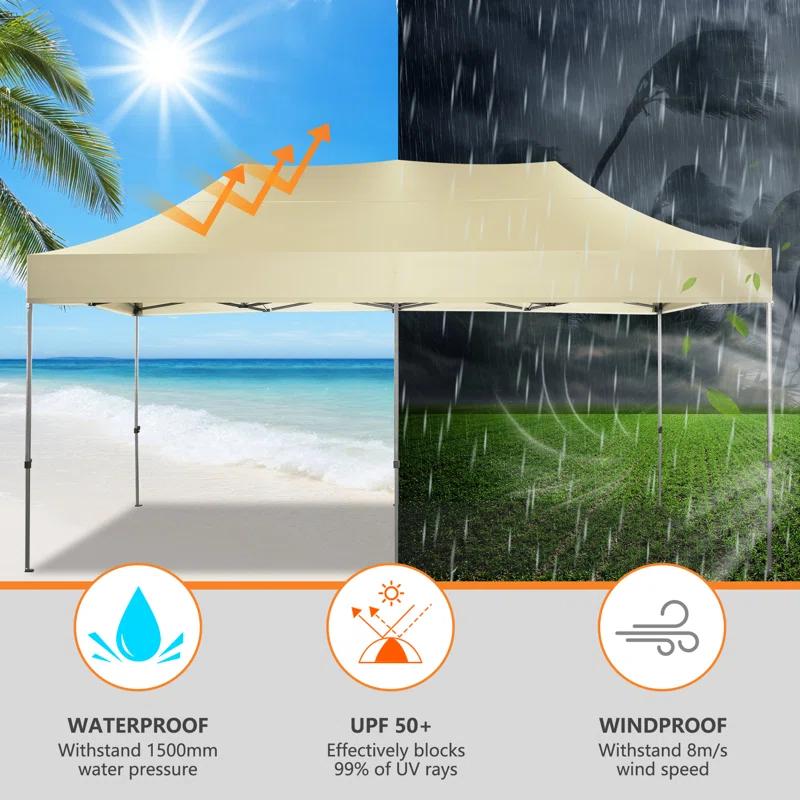 HOTEEL 10'Wx20'D Heavy Duty Pop up Canopy Tent with 6 sidewalls Easy Up Commercial Outdoor