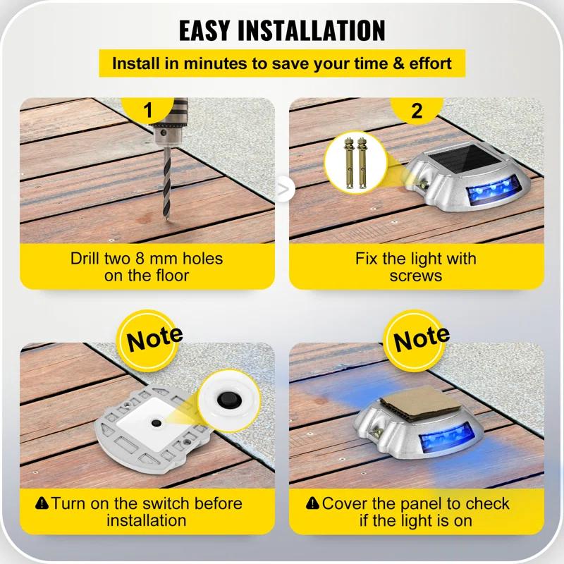 Solar Dock Lights Low Voltage Solar Powered Integrated LED Metal Pathway Light Pack (Set of 4)