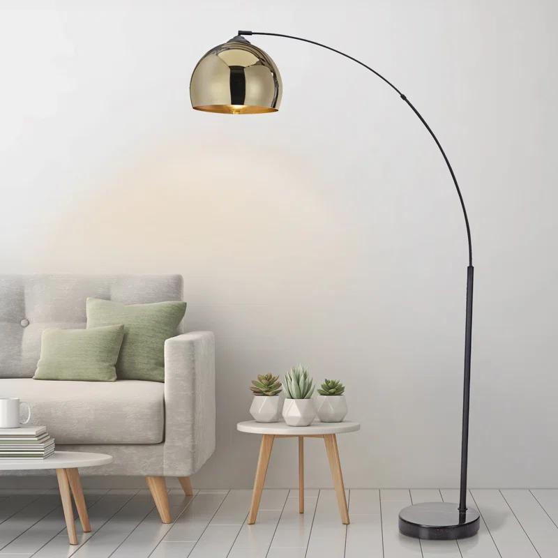 Wrought Studio™ Perlis 66.93" Arc Floor Lamp with Solid Marble Base