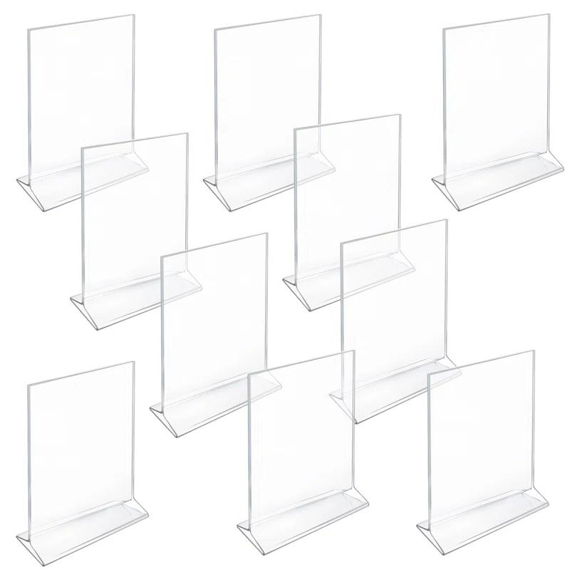 Azar Displays Top Loading Clear Acrylic T-Frame Sign Holder 5.5" Wide x 8.5'' High-Vertical, 10-Pack (Set of 10)