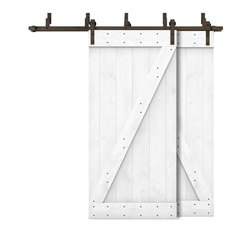 Calhome 84'' Solid Wood Paneled Painted with Installation Hardware Kit Barn Door