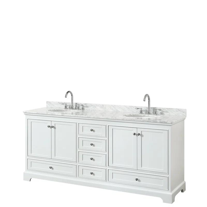Deborah 80'' Double Bathroom Vanity with Marble Top