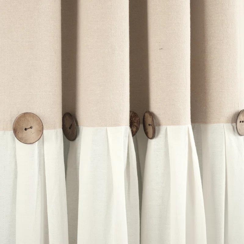 Lush Decor Linen Button Cotton Blend Blackout Curtain Single Panel