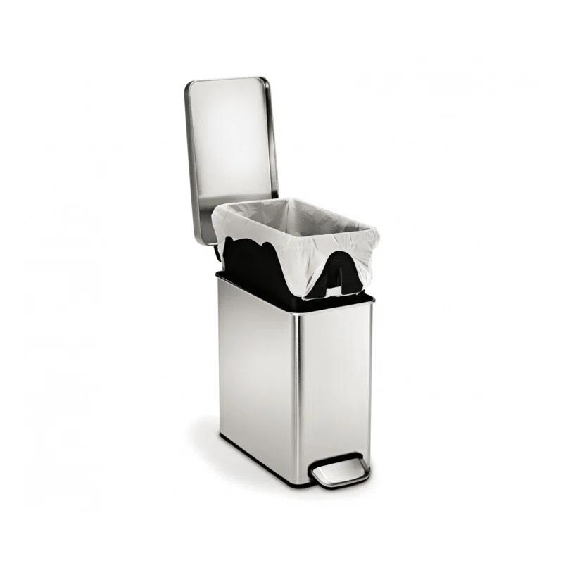 simplehuman 10 Liter / 2.6 Gallon Stainless Steel Bathroom Slim Profile Trash Can